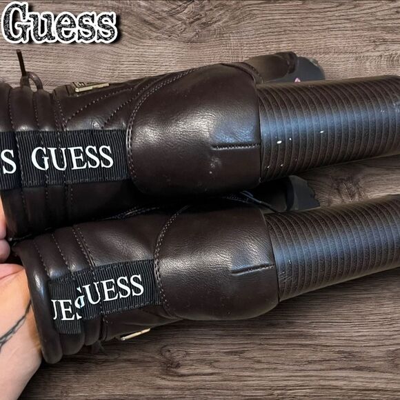 Preowned EUC GUESS Quilted Lace-Up Platform Heeled Boots – Size 5.5M - Picture 8 of 11